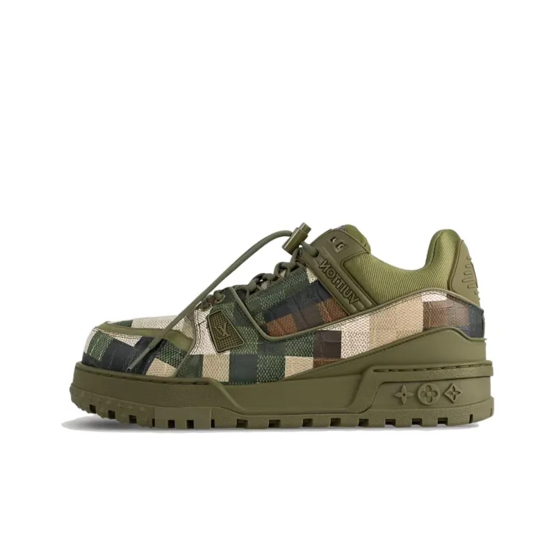 Uabat Louis Vuitton LV Trainer Maxi Sneaker Green Damoflage Damier  1ACNCZ