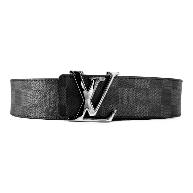 Uabat LOUIS VUITTON LV Initiales Silver Buckle Reversible Belt Damier Graphite 40mm Black Lining M0213
