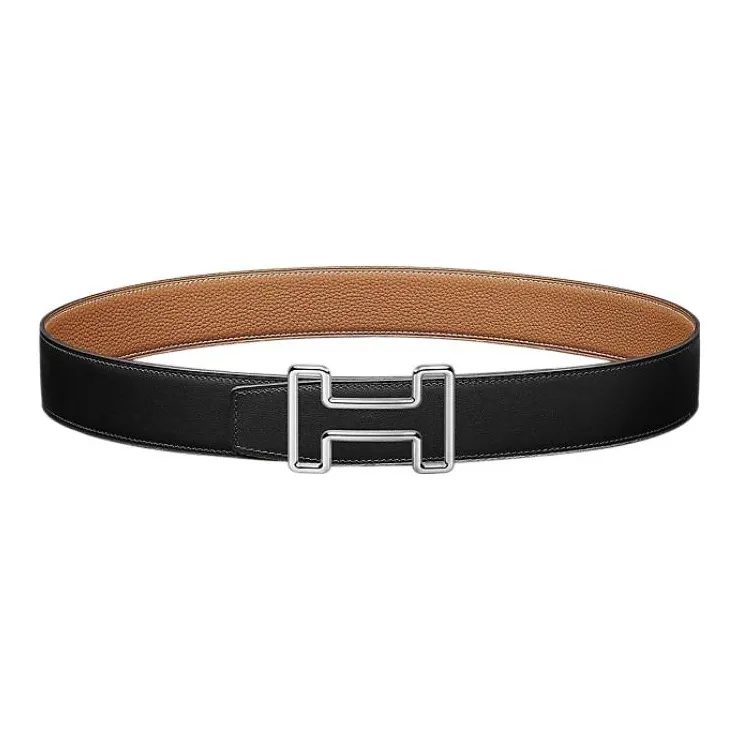 Uabat HERMES Leather Belt Men Black/gold H077935CK05-H075387CAAA